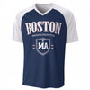 Boston Massachusetts Varsity T-Shirt – Navy Blue, White and Red Athletic Streetwear Graphic Tee – game day outfit, football shirt, image 1.0