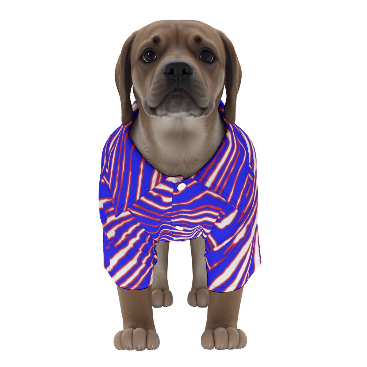 Buffalo zebra Pet‘s Hawaiian Shirt – Red Blue White Zebra Game Day Style
