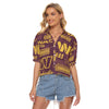 Washington Commanders Women's V-neck Shirts burgundy gold football outfit back view