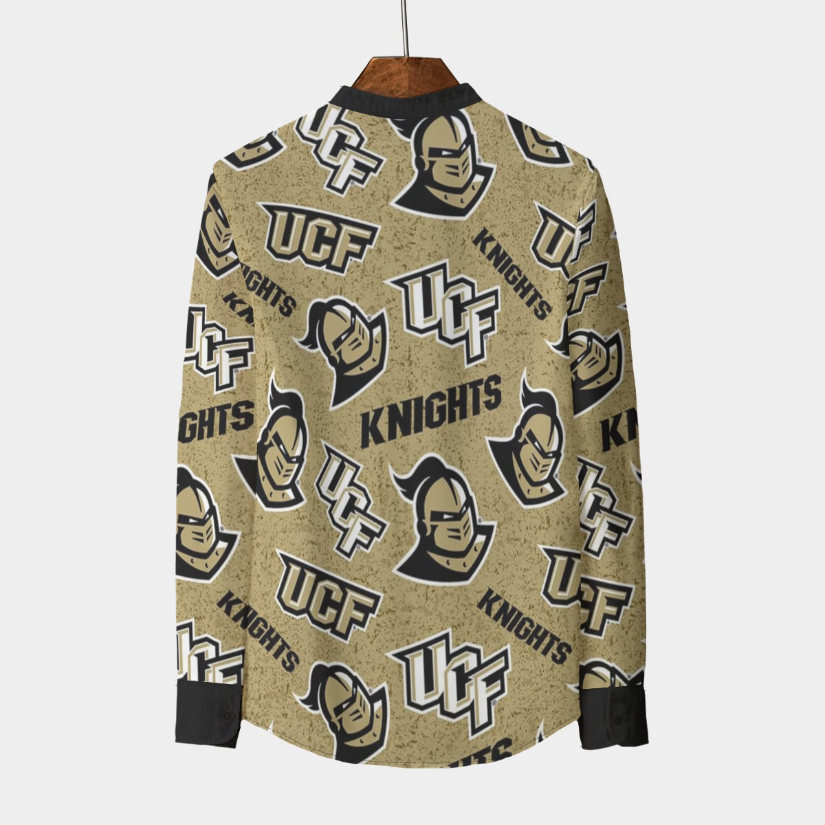 Central Florida - Knights Stand Collar Shirt With Long Sleeve|110GSM Imitation Flax White varsity game day apparel