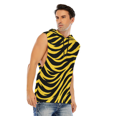 White Smoke Pittsburgh Football Yellow Black Zebra Men’s Sleeveless Pullover Hoodie – Game Day Streetwear
