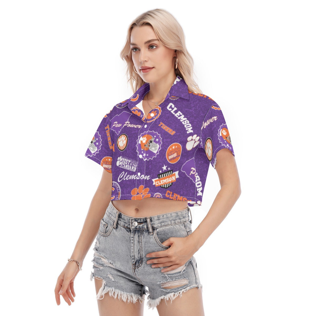 Clemson Tigers Women's Cropped Shirt - ACC football apparel varsity sportswear product image 3.0