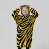 Pittsburgh Football Yellow Black Zebra Kids 1/4 Zip Hooded Wearable Blanket with Ears – sportswear style, game day outfit, image 1.0