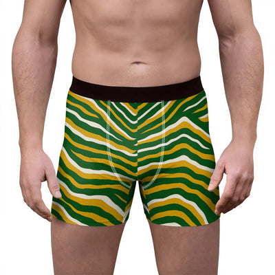 Green Bay Football Yellow Green Zebra Men’s Stretch Boxer Briefs – Game Day Comfort Wear – game day outfit, sportswear style, image 1.0