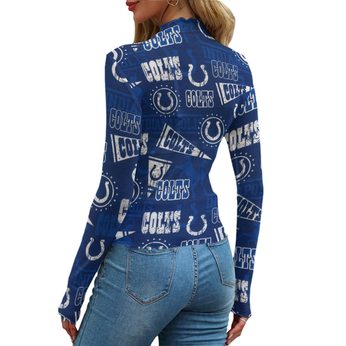 indianapolis-colts-womens-mesh-t-shirt blue white football outfit detail