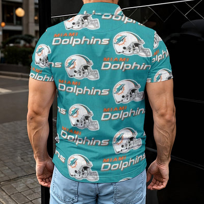 miami-dolphins-mens-polo-shirt aqua orange football outfit detail