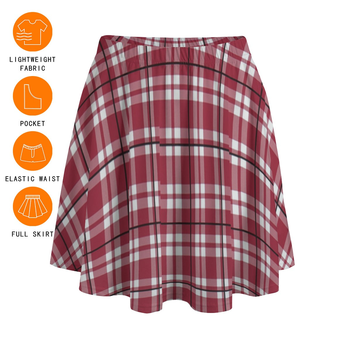 Alabama Crimson Tide Tartan Plaid Crimson White Women's Bazyrey Skirts With pocket streetwear fashion product image 6