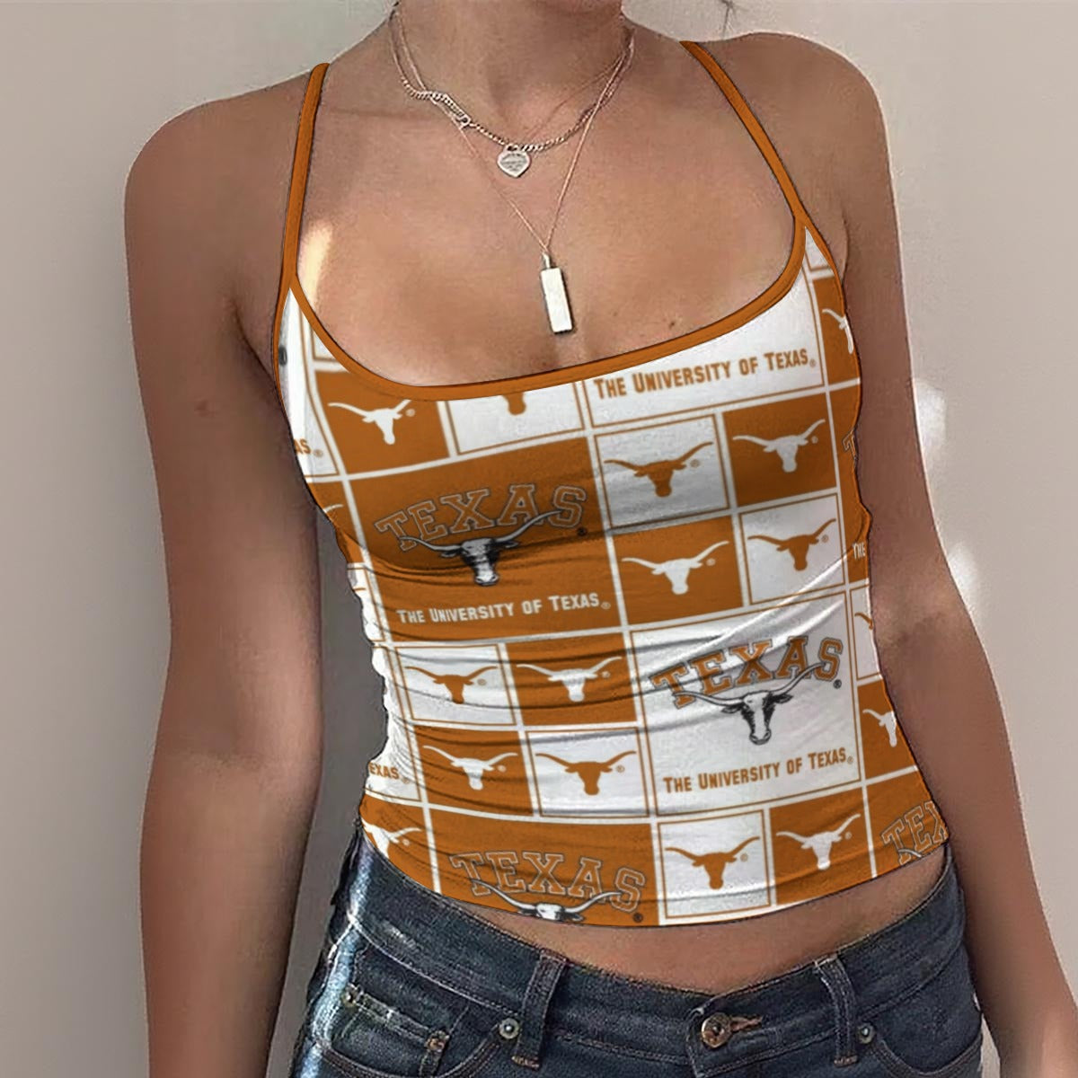 Texas at Austin - Longhorns Women's Spaghetti Strap Tank Top White varsity sports apparel