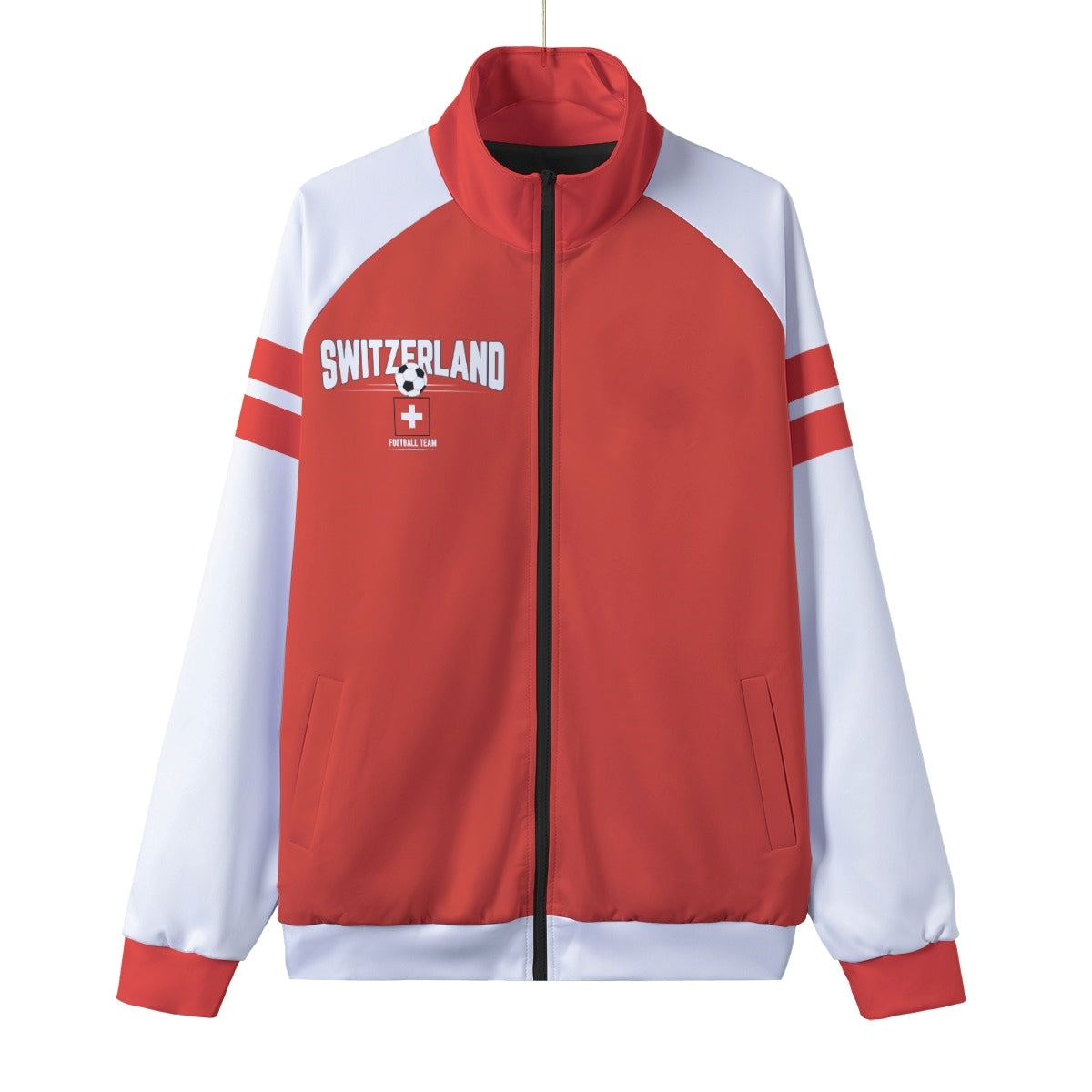 Switzerland Red and White Football Style Track Jacket – Game Day Streetwear Essential