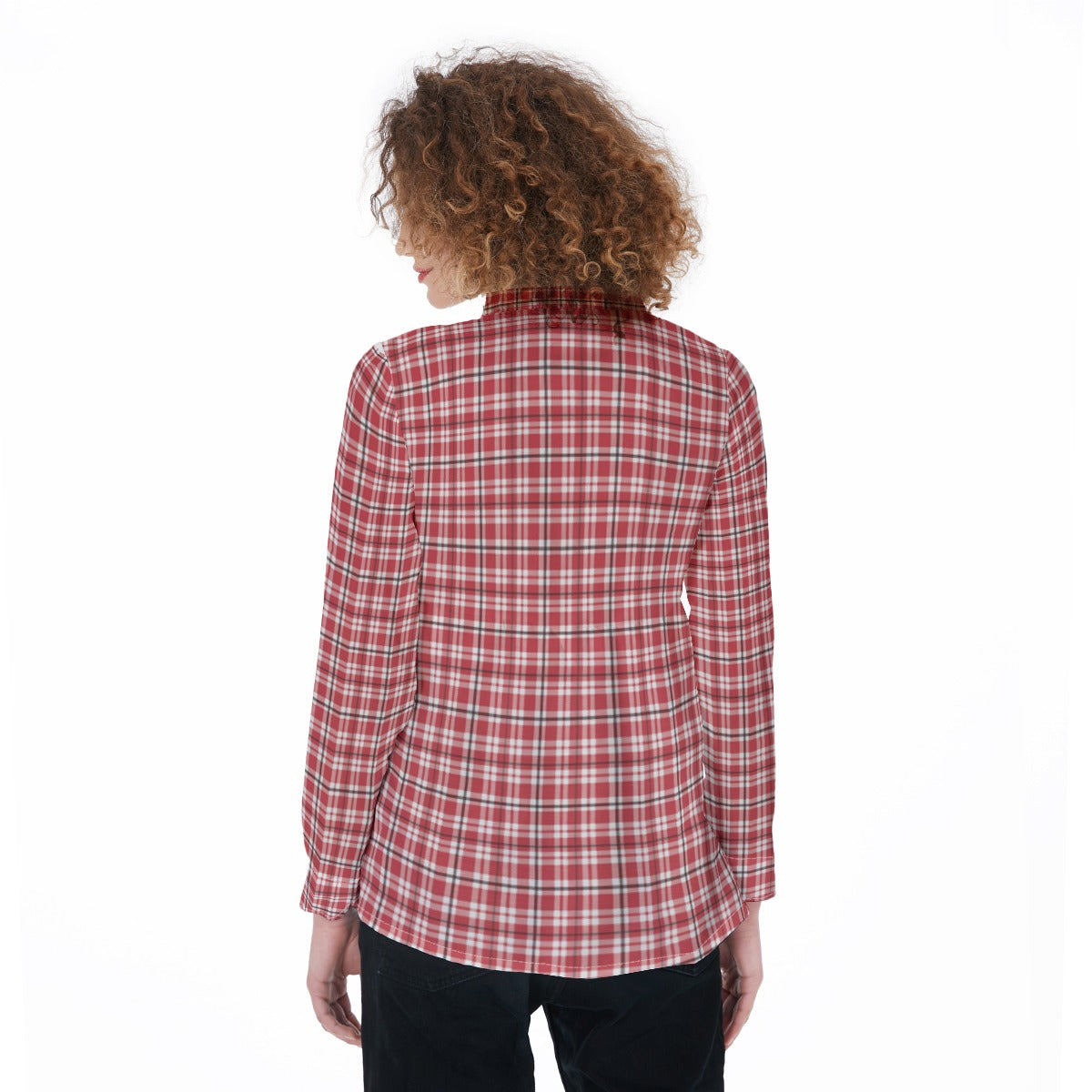 cincinnati bearcats tartan plaid oversized button up women shirt women's elastic-back shirt women tartan plaid fashion