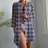 florida gators tartan plaid blue orange women's long sleeve shirt dress women tartan plaid game day shirt