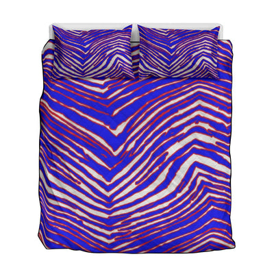 Dark Slate Blue Buffalo football Quilt & Pillow Cases With  Edge-wrapping Strips – Red Blue White Zebra Game Day Style