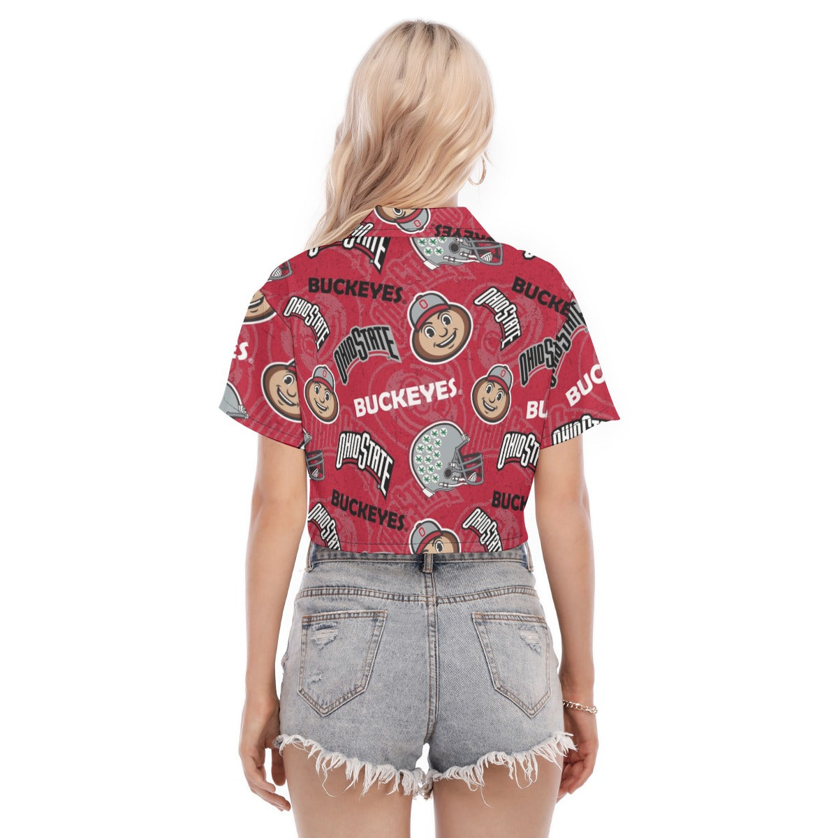 Ohio State Buckeyes Women's Cropped Shirt White game day varsity apparel