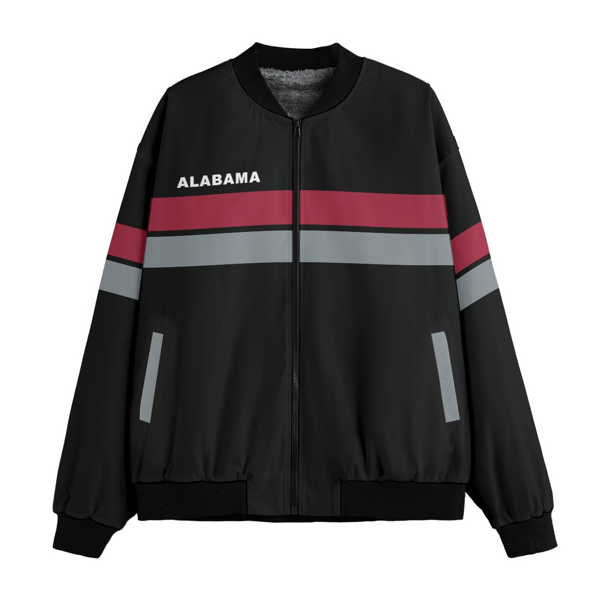 Alabama Roll Tide Black Bomber Jacket Retro Game Day Streetwear Jacket