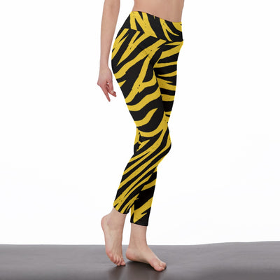 White Smoke Pittsburgh Football Yellow Black Zebra Women’s High Waist Leggings With Side Stitch Closure – Game D