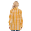 Tennessee Volunteers Orange White Plaid Womens Long Shirt 115Gsm Cotton Poplin 2 orange white plaid women fashion apparel
