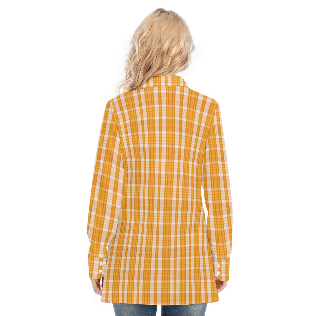 Tennessee Volunteers Orange White Plaid Womens Long Shirt 115Gsm Cotton Poplin 2 orange white plaid women fashion apparel