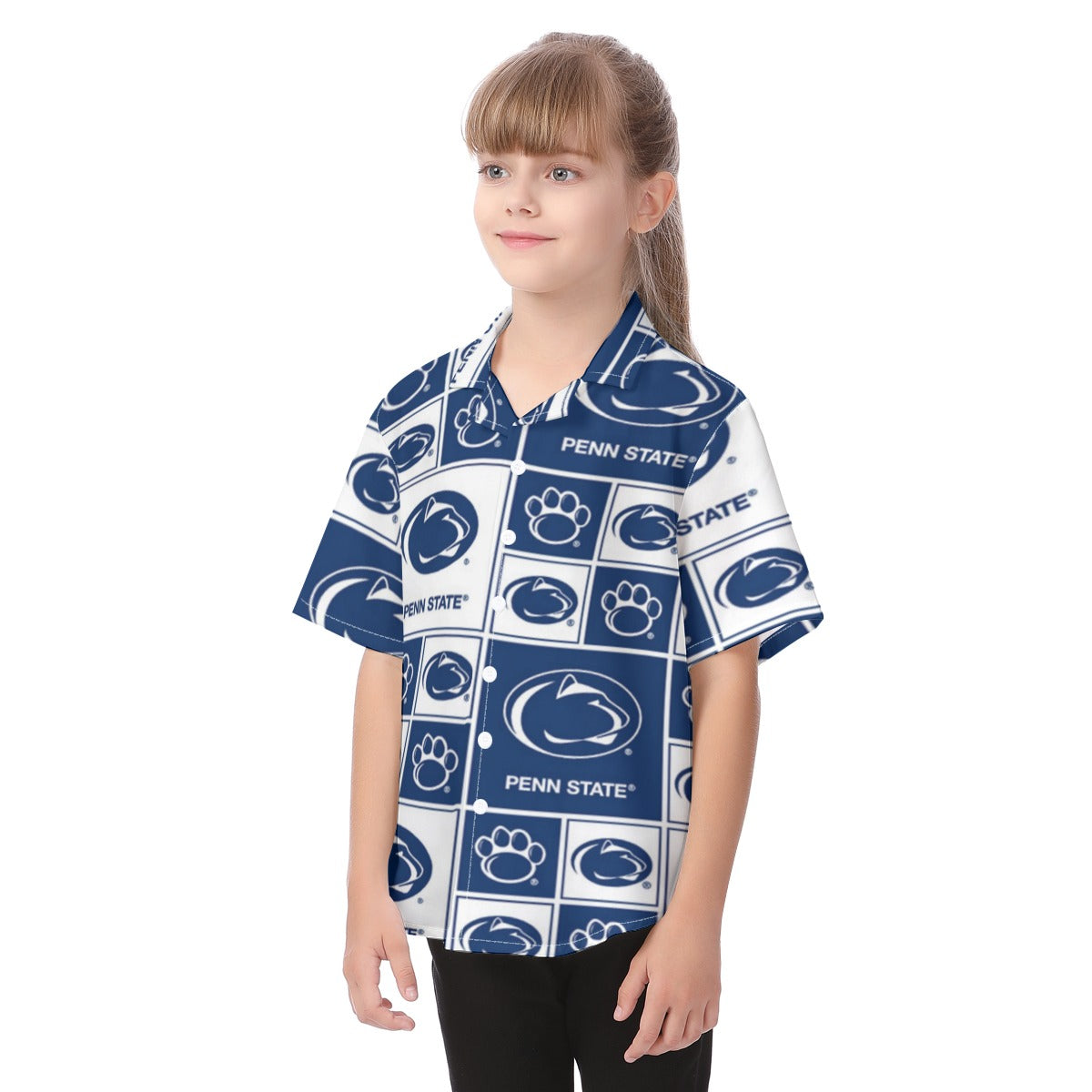 Penn State Nittany Lions Kid's Hawaiian Vacation Shirt White varsity sports apparel