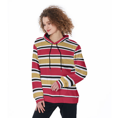 San Francisco Football Striped Women's Pullover Hoodie – casual fan outfit, breathable comfort wear, image 1.0