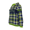 White Smoke Seattle Football Tartan Plaid Women’s Borg Fleece Hoodie With Half Zip – Navy and Green Sherpa Game