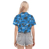 carolina-panthers-womens-cropped-shirt black blue football close-up design detail