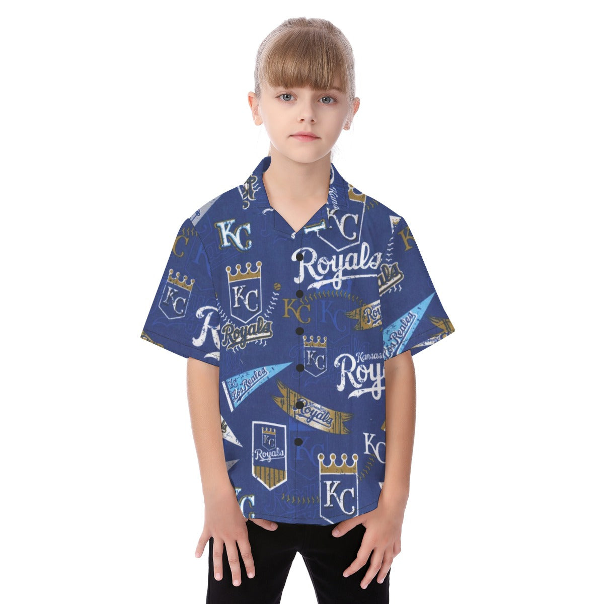 Kansas City Royals Kid's Hawaiian Vacation Shirt kansas city royals baseball fan apparel game day outfit
