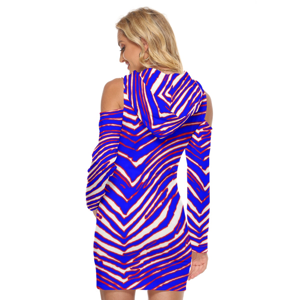 Women’s Buffalo football Tight Dress  Red, Blue White Zebra Game Day Style