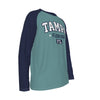 Slate Gray Tampa Florida FL Teal and Navy Long Sleeve Shirt Men Varsity Raglan Tee