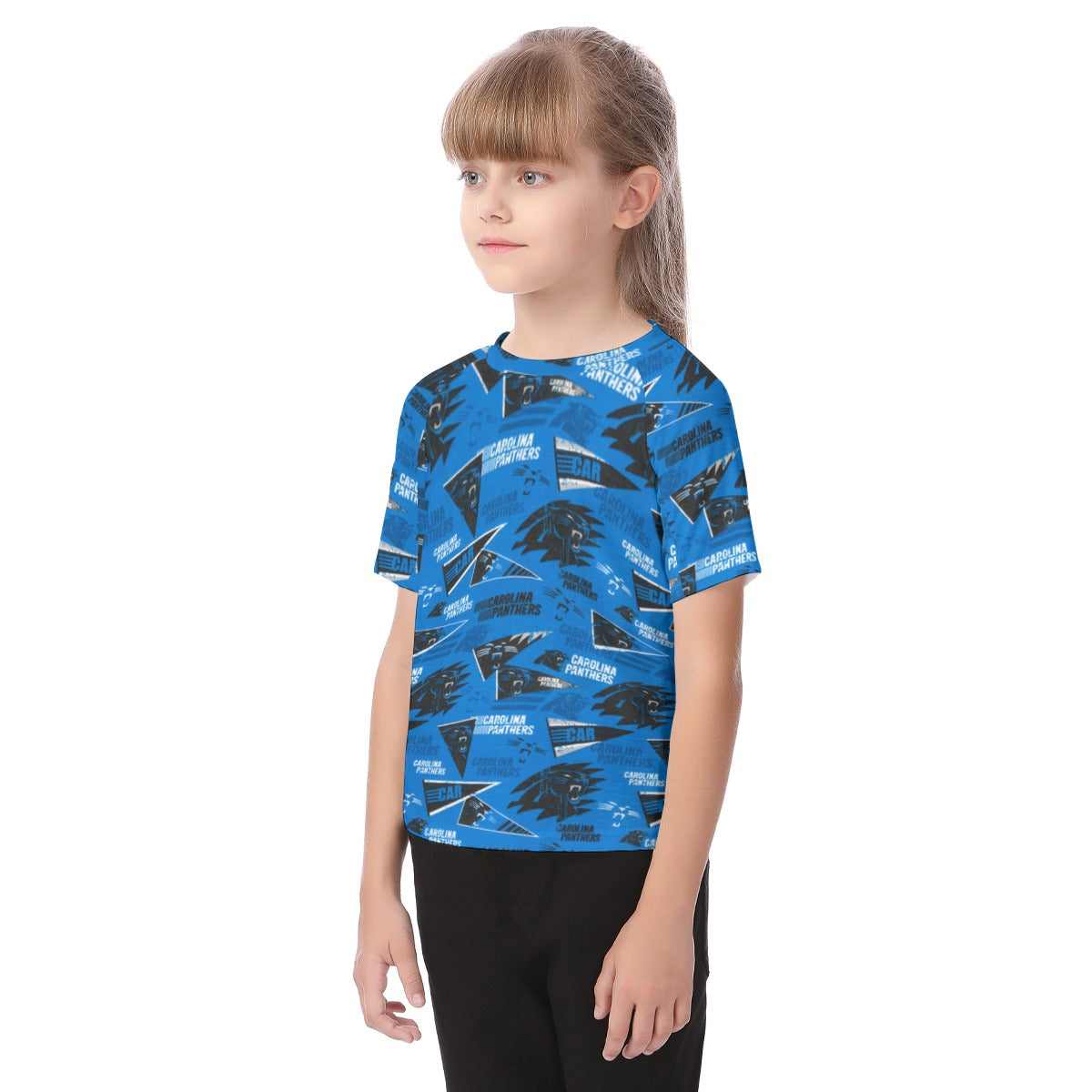 carolina-panthers-kids-t-shirt black blue football side view urban fit