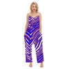 Women’s Buffalo football Loose Cami Jumpsuit – Red, Blue White Zebra Game Day Style – breathable comfort wear, fan gear, image 1.0