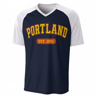 Portland Est. 1851 Graphic T-Shirt in Navy and White – Vintage City  Streetwear Tee – nfl fan apparel, breathable comfort wear, image 1.0