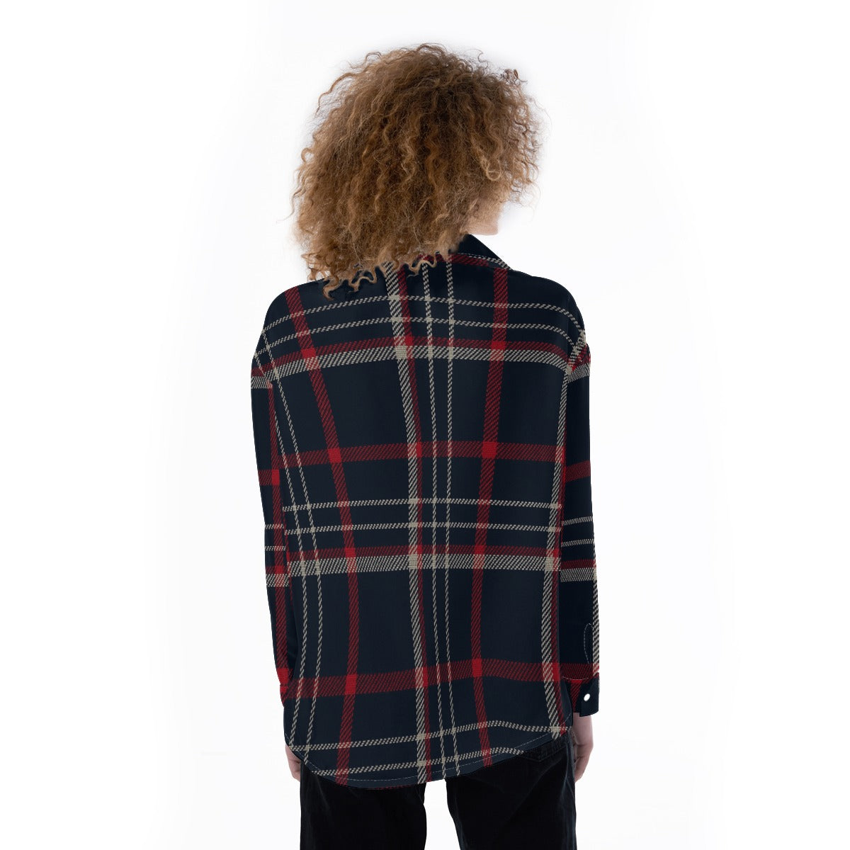 navy gray plaid women game day shirt
