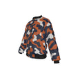 White Smoke Chicago Football Camo Bomber Jacket – Navy Orange Game Day Streetwear Jacket