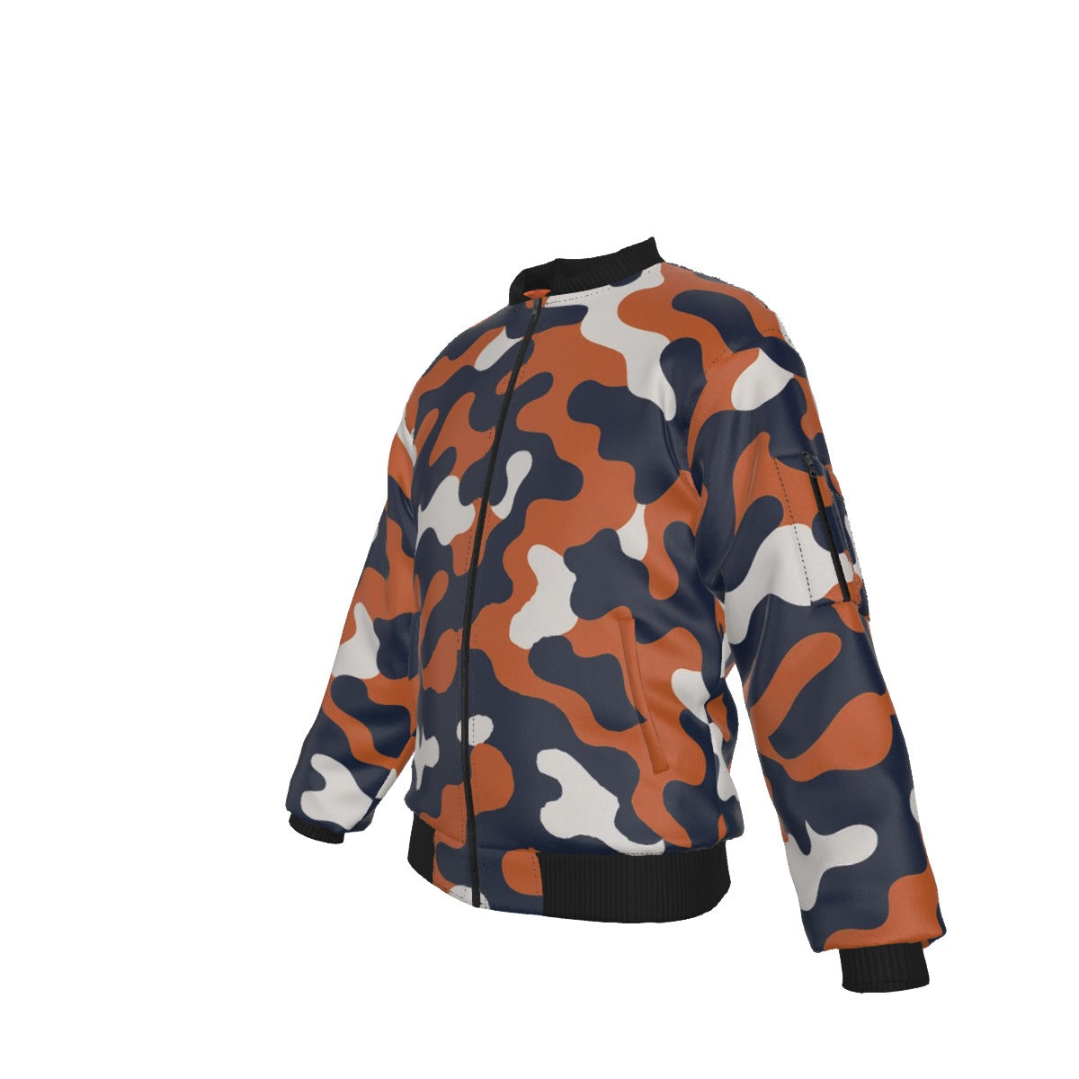 Chicago Football Camo Bomber Jacket – Navy Orange Game Day Streetwear Jacket