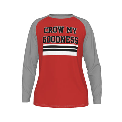 Chicago Hockey Crow My Goodness Shirt – Funny Red and Gray Long Sleeve Raglan Game Day Tee – casual fan outfit, casual fan outfit, image 1.0