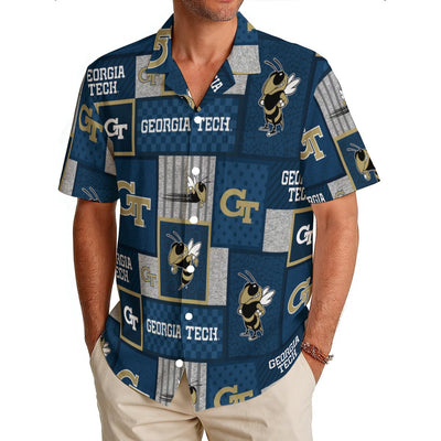Georgia Tech Yellow Jackets Men's Hawaiian Shirt|150GSM varsity sportswear product image 1.0