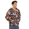 White Smoke Chicago Football Camo Hoodie for Men – Navy Orange Game Day Pullover Sweatshirt | Velvet