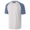 White Smoke San Antonio Texas Grey and Blue Varsity T Shirt Men Vintage Script Athletic Raglan Tee
