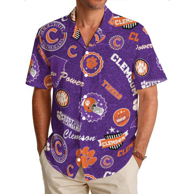 Clemson Tigers Men's Hawaiian Shirt|150GSM - ACC football apparel varsity sportswear product image 1.0