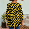 Light Gray Pittsburgh Football Yellow Black Zebra Women's Faux Sweater Cardigan