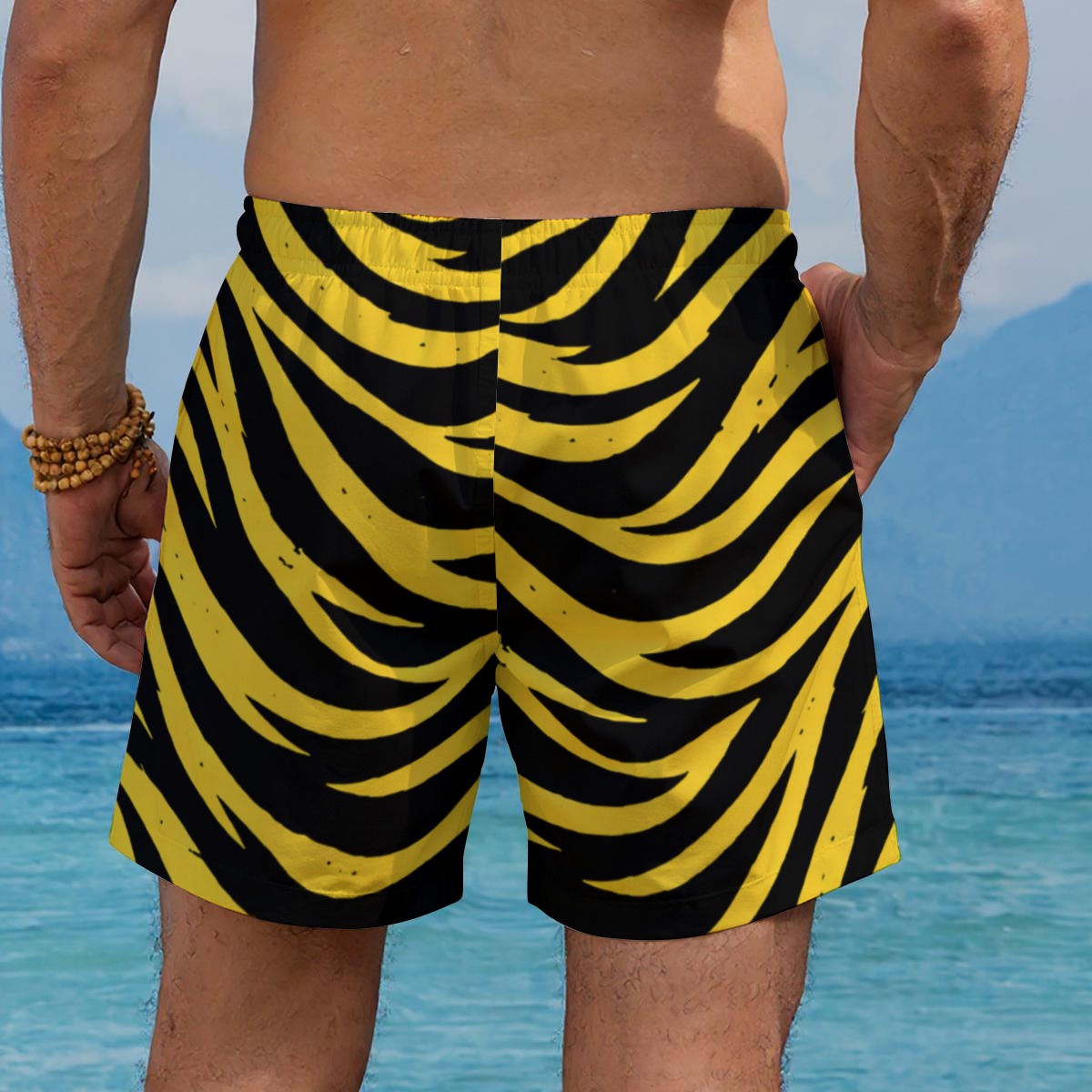 Black Pittsburgh Football Yellow Black Zebra Men's Beach Shorts