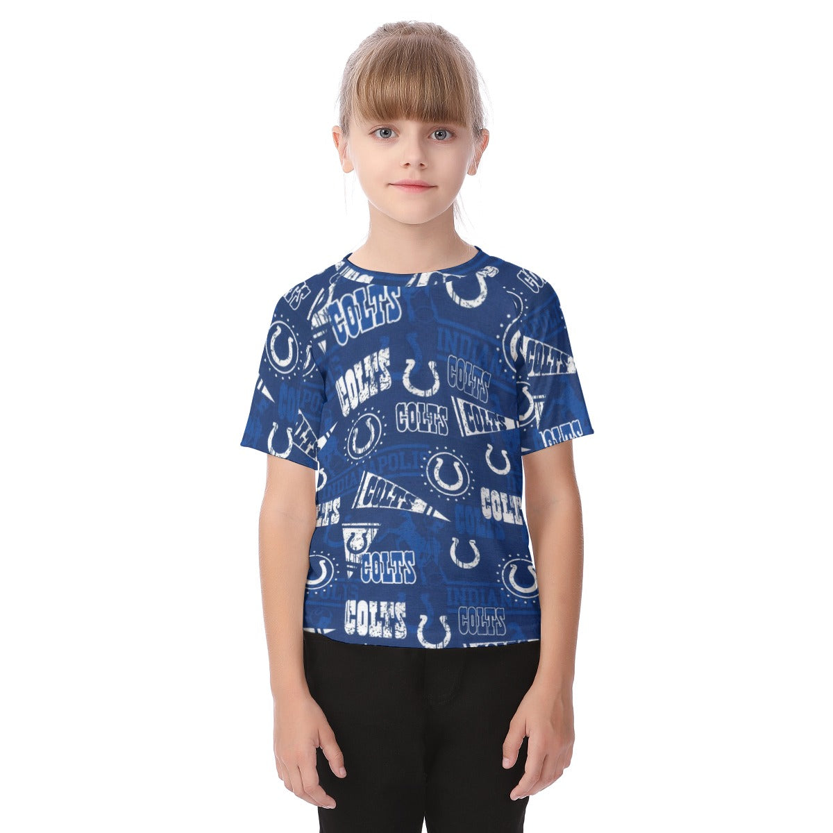 Indianapolis Colts Kid's T-shirt blue white football outfit back view