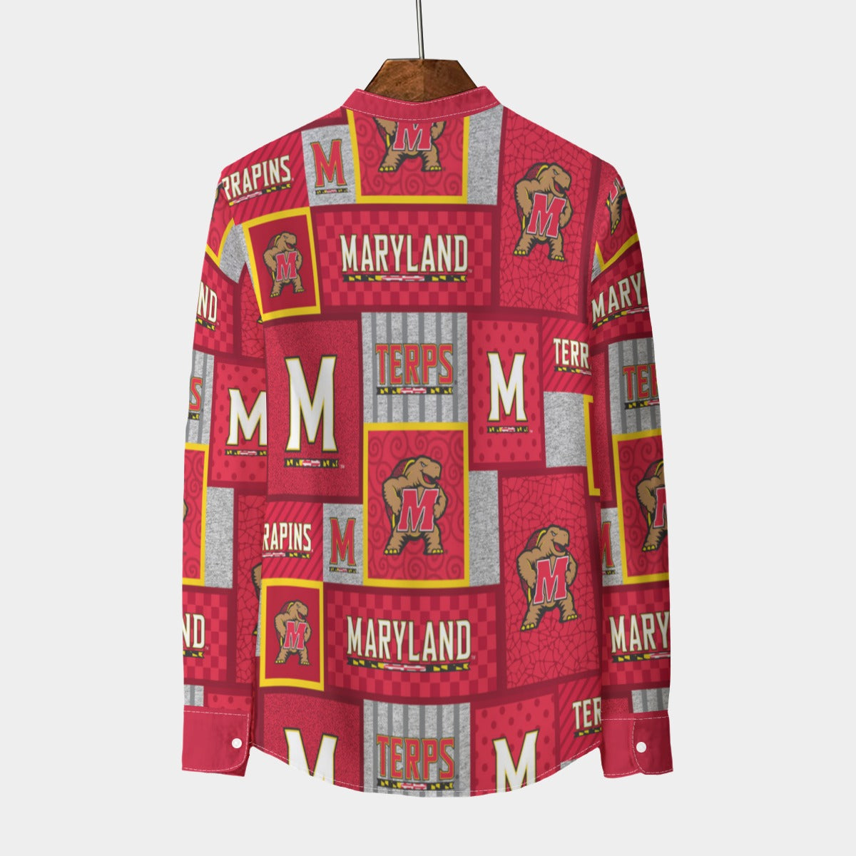 Maryland Terrapins Stand Collar Shirt With Long Sleeve|110GSM Imitation Flax streetwear fashion product image 2