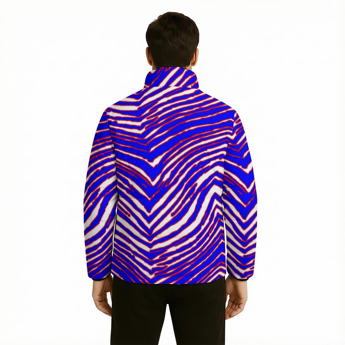 White Smoke Buffalo Football Zebra Warm Quilted Polyester Jacket – Game Day Streetwear Outerwear