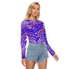 Buffalo football  Women's Stretchable long Sleeve Top – Red Blue White Zebra Game Day Style – nfl fan apparel, casual fan outfit, image 1.0