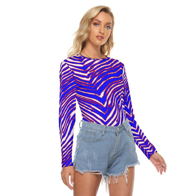 Buffalo football  Women's Stretchable long Sleeve Top – Red Blue White Zebra Game Day Style – nfl fan apparel, casual fan outfit, image 1.0