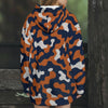 Dark Slate Gray Chicago Football Women’s Camo Hooded Parka – Navy Orange Game Day Winter Coat