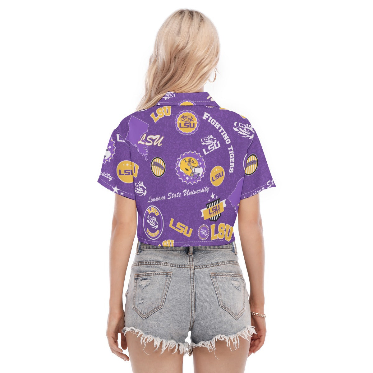 Louisiana Tigers Women's Cropped Shirt - Baton Rouge football tee varsity sportswear product image 4.0