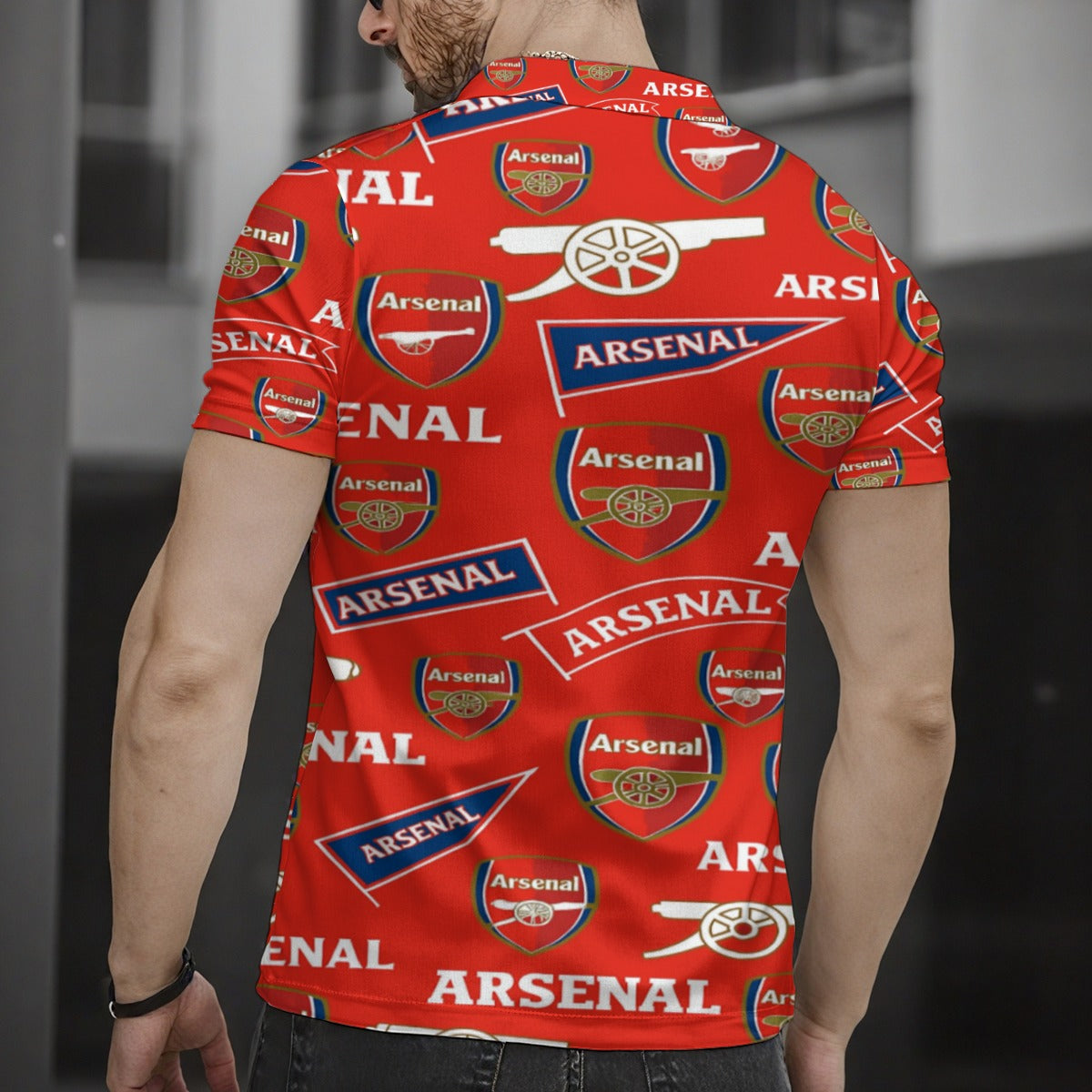Arsenal FC  Men's Short Sleeve Button Polo Shirt streetwear fashion product image 2
