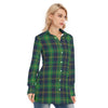 Notre Dame Fighting Irish Green Navy Gold Plaid Womens Long Shirt 8 green navy gold plaid women fashion apparel